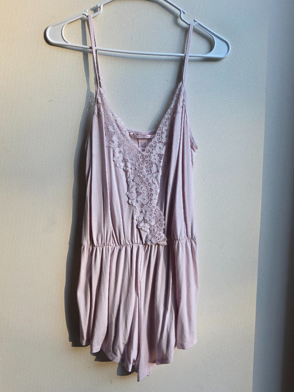 Victoria's Secret Pale Pink Intimate Lace-Trim Sleep Romper/Teddy Size Small